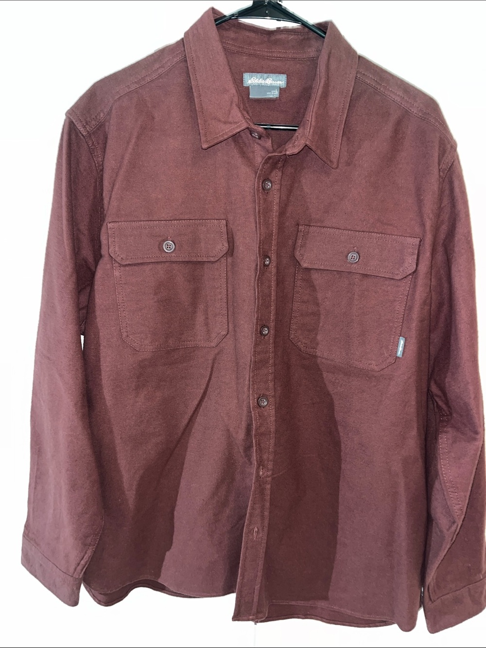 New men’s Eddie Bauer Chamois Cloth Heavy Pocket Work Shirt Mens L Brown NWOT